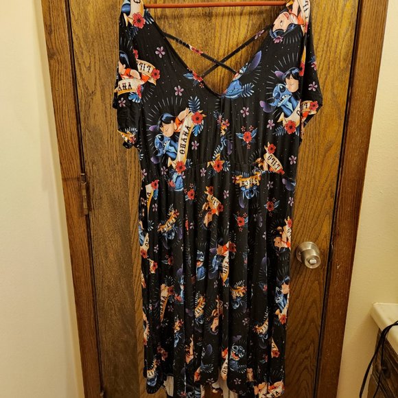 Torrid Size 3 (22/24W) Disney Lilo & Stitch Tattoo Handkerchief Skater Dress NWT - Picture 5 of 13